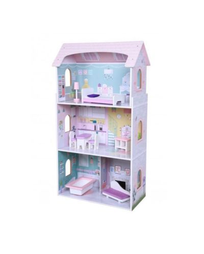 Дървена къща за кукли с обзавеждане Moni Toys - Anna, 4121 - 1