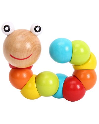 Дървена играчка Smart Baby - Цветно червейче - 2