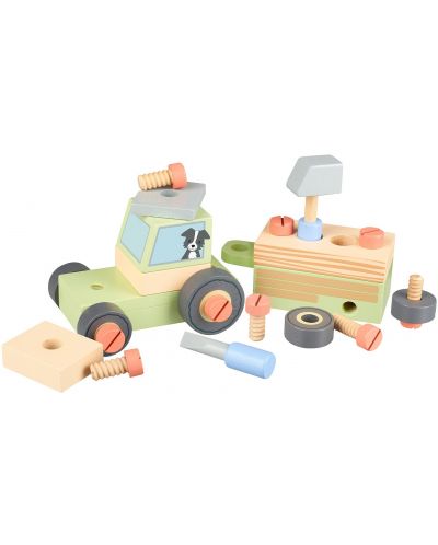 Дървен игрален комплект Orange Tree Toys - Сглобяем трактор, 25 части - 2