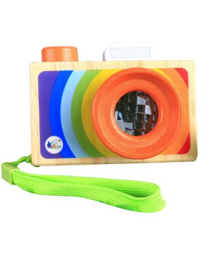 Дървена играчка Acool Toy - Цветен фотоапарат с калейдоскоп - 1