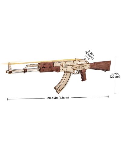 Дървен 3D пъзел Robo Time от 315 части - Автомат AK-47 - 3