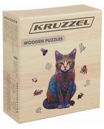 Дървен пъзел Kruzzel - Котка - 1