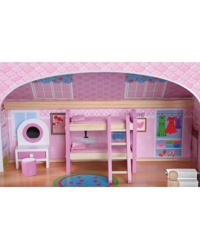 Дървена къща за кукли Moni Toys - Mila, с 16 аксесоара - 3
