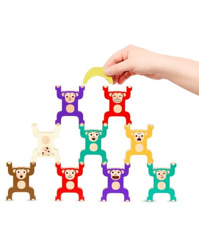 Дървен игрален комплект Battat - Подреждащи се маймунки - 4