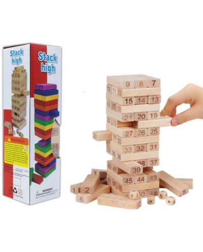 Дървенa дженга с цифри B-MaX, 54 блокчета - 1