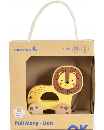 Дървена играчка за дърпане Tooky Toy - Лъвче - 3