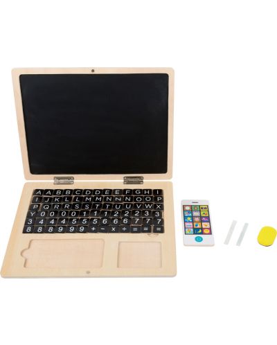 Дървен лаптоп с магнитна дъска Small Foot, със смартфон - 2