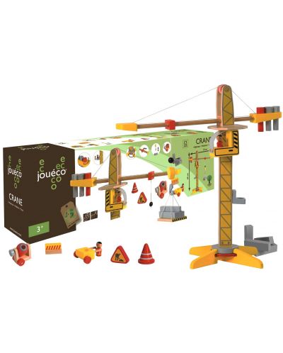 Дървен комплект за игра Joueco - Строителен кран - 1