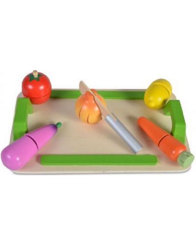 Дървена играчка Moni - Дъска за рязане със зеленчуци - 3