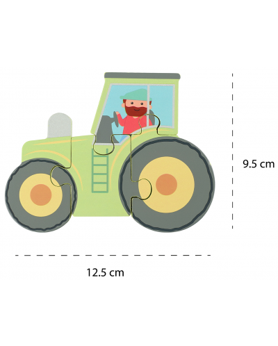 Дървен пъзел Orange Tree Toys - Трактор, 4 части - 4