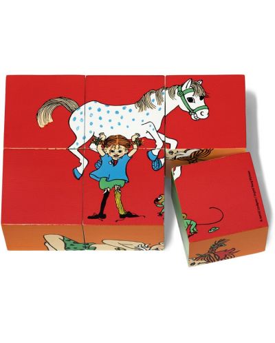 Дървени кубчета Pippi - Пипи Дългото чорапче, 6 броя - 3