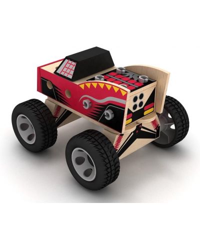 Дървен конструктор Acool Toy - Монстър камион, с болтчета и гайки, 41 части - 2