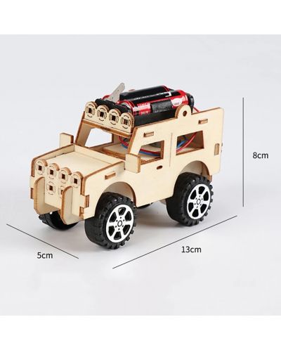 Дървен комплект Acool Toy - Направи си сам дървен джип, с батерии - 5