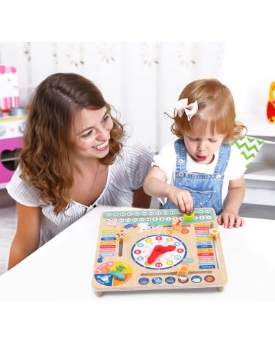 Дървен детски календар с часовник Tooky Toy - 2