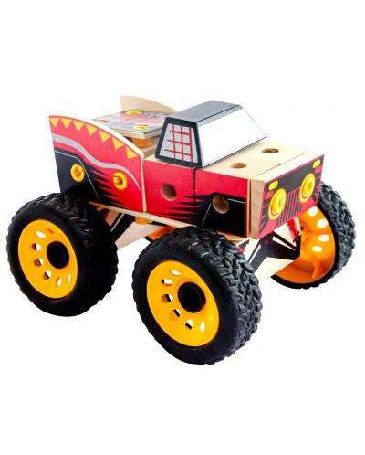 Дървен конструктор Acool Toy - Монстър камион, с болтчета и гайки, 41 части - 1