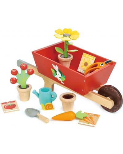 Дървен игрален комплект Tender Leaf Toys - Градинарска количка с аксесоари - 2