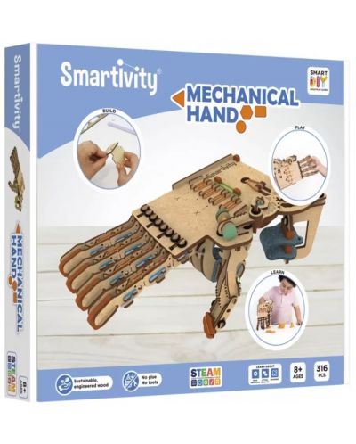 Дървен конструктор Smart Games Smartivity - Механична ръка, 316 части - 1