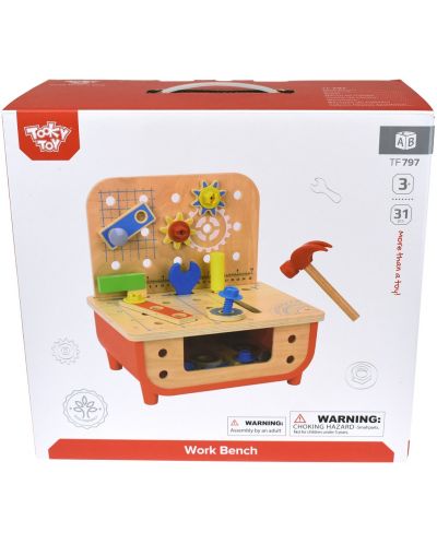 Дървен комплект Tooky Toy - Работилница с инструменти - 5