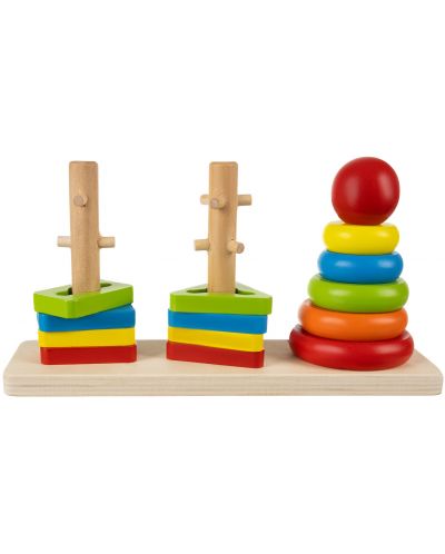 Дървена играчка Iso Trade - Сортер за нанизване - 1