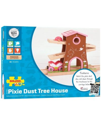 Дървена играчка Bigjigs  - Къща на дървото с релси - 5