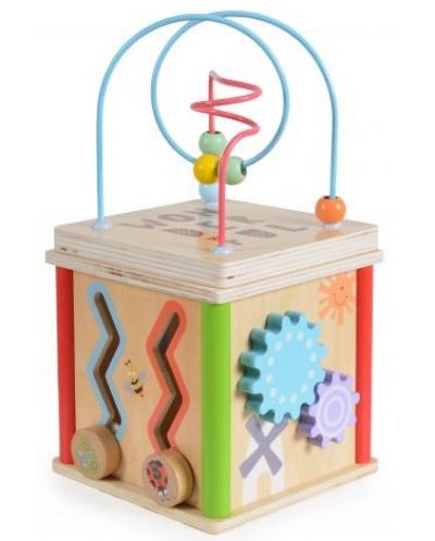 Дървен дидактически куб Moni Toys - 2