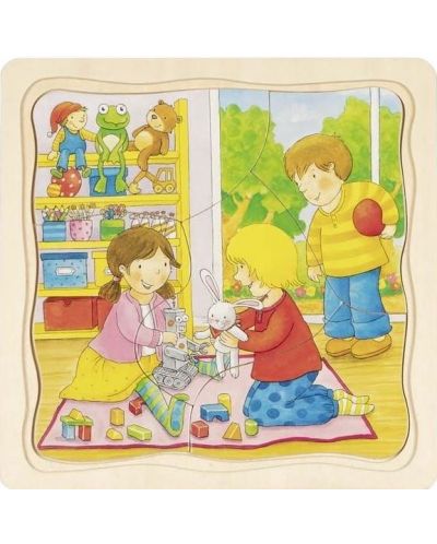 Дървен пъзел Goki - Ден от живота ми - 2