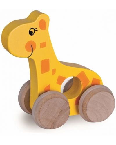 Дървена играчка Eichhorn - Живoтинчета с колела, асортимент - 3