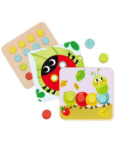 Дървена бебешка мозайка Tooky Toy - Цветове в градината - 4