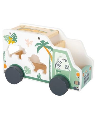 Дървена играчка Small Foot - Кола с животни за сортиране - 2