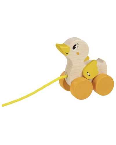 Дървена играчка за дърпане Goki - Жълтоклюно пате - 1