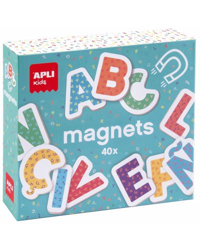 Дървени магнитни букви Apli Kids, 40 броя (английски език)  - 1