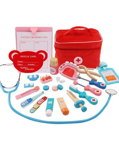 Дървен комплект Smart Baby - Медицински принадлежности в чанта от плат - 1
