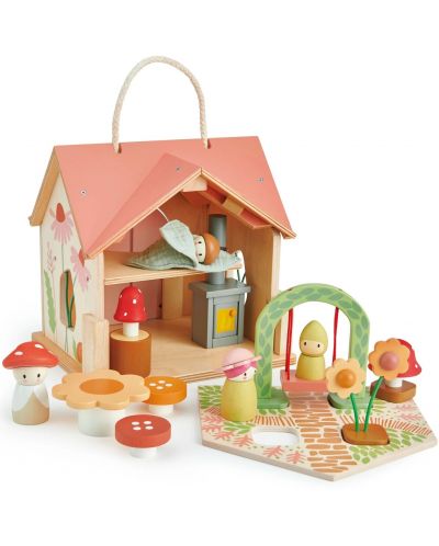 Дървена къща за кукли Tender Leaf Toys - Rosewood Cottage, с фигурки - 2