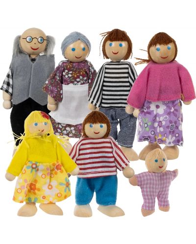 Дървени кукли Iso Trade - Семейство, 7 броя - 1