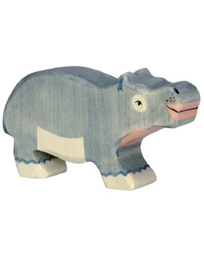 Дървена фигурка Goki - Хипопотам, малък - 1