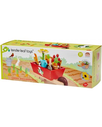 Дървен игрален комплект Tender Leaf Toys - Градинарска количка с аксесоари - 6