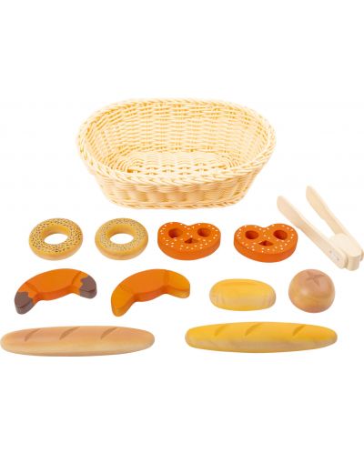 Дървен комплект Small Foot - Кошница с хлебчета, 12 части - 2