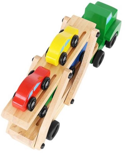 Дървена играчка Kruzzel - Автовоз с колички - 4