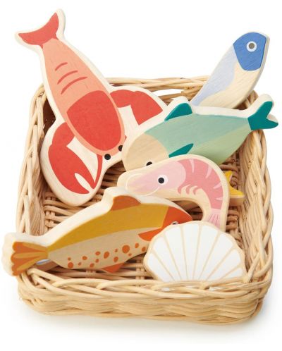 Дървен игрален комплект Tender Leaf Toys - Морски дарове в кошница - 2