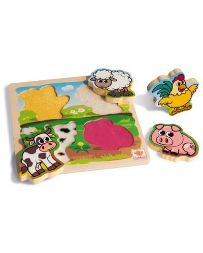 Дървен пъзел с форми Eichhorn - Ферма, 5 части - 3