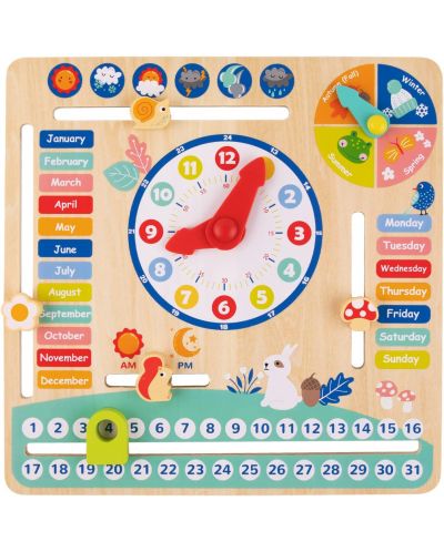Дървен детски календар с часовник Tooky Toy - 1