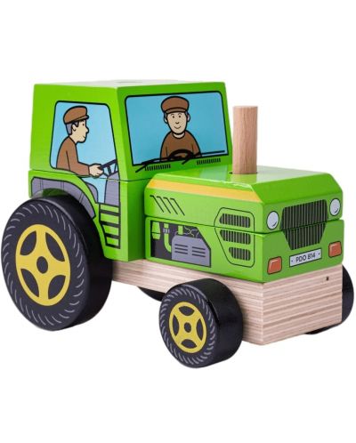 Дървена бебешка играчка Bigjigs  - Трактор - 1