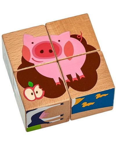 Дървен пъзел с кубчета Lucy&Leo - Домашни животни - 6