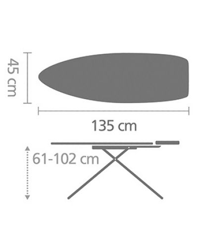 Дъска за гладене с топлоустойчива зона за ютия Brabantia - Titan Oval, D 135 x 45 cm - 9