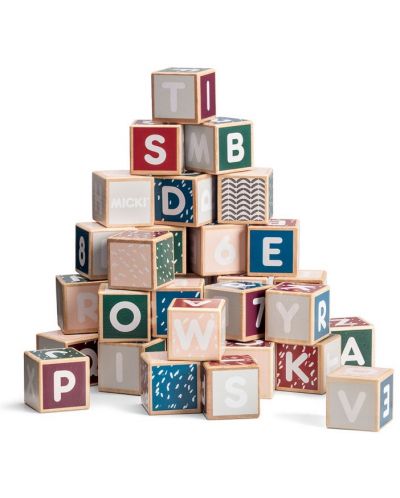 Дървени кубчета Micki - Букви и цифри - 1