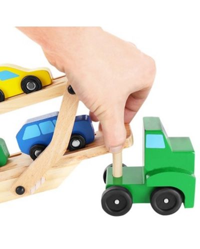 Дървена играчка Kruzzel - Автовоз с колички - 7