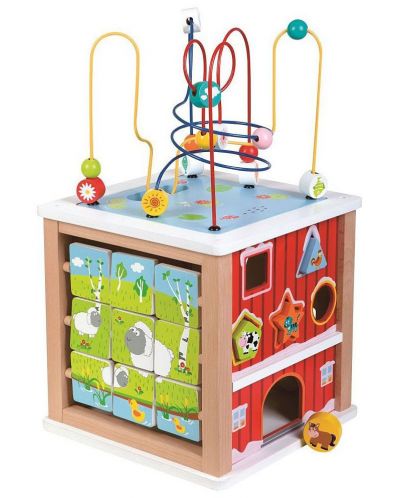 Образователна играчка Lelin - Дидактически куб, Ферма - 3