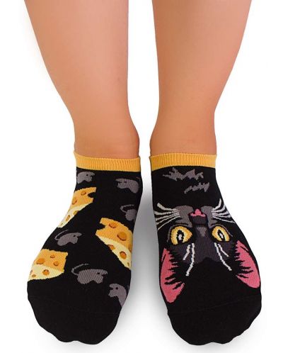 Дамски чорапи Pirin Hill - Sneaker Cats, размер 35-38, черни - 2