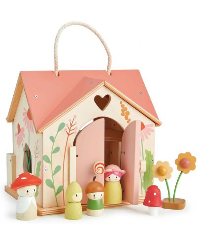 Дървена къща за кукли Tender Leaf Toys - Rosewood Cottage, с фигурки - 1