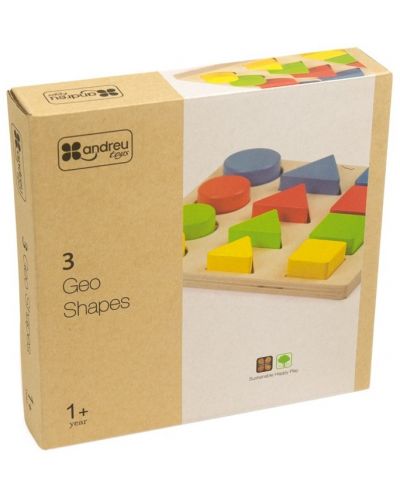 Дървена образователна играчка Andreu toys - Форми, размери и цветове - 1